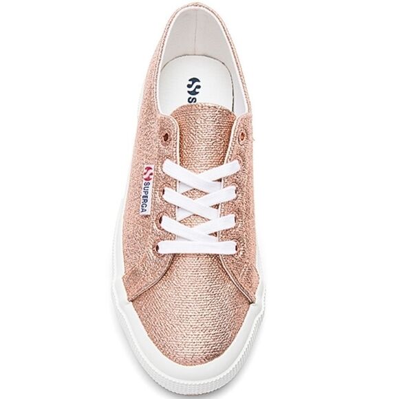 Sneakers Platinum Pink Color with Lamé Upper | Superga Superga 2750 Metallic Rose Gold Sneaker‎ 8
